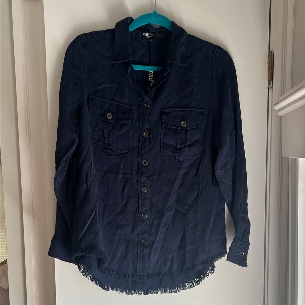 Velvet Heart Dark Blue Button-Up Shirt